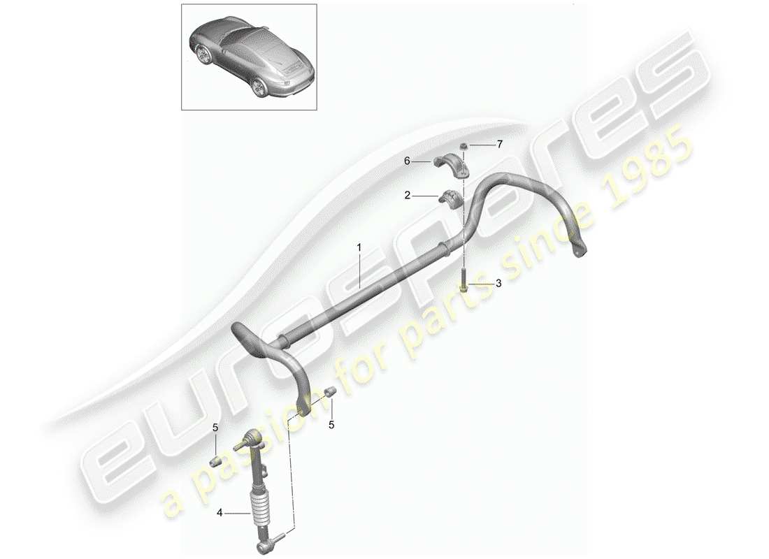 porsche 2012 (991-1) stabilisateur schéma des pièces