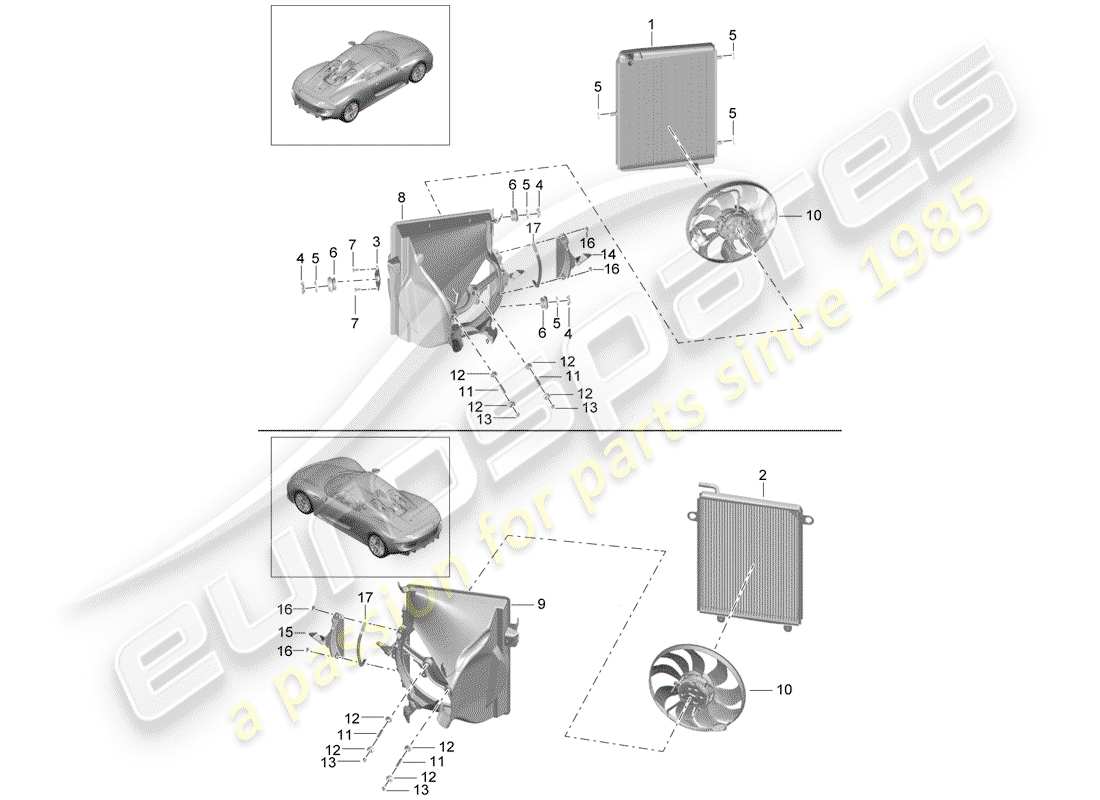 porsche 918 spyder (2015) schéma des pièces du radiateur