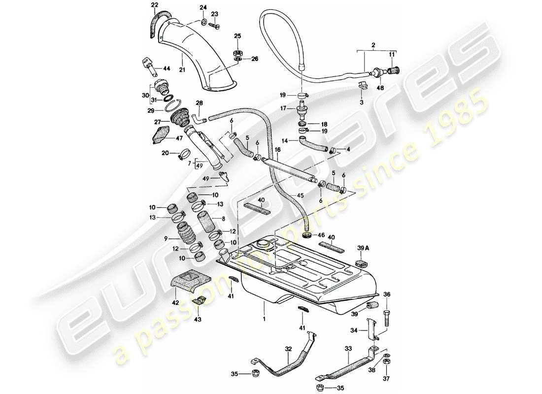 porsche 1982 (924) réservoir de carburant schéma des pièces