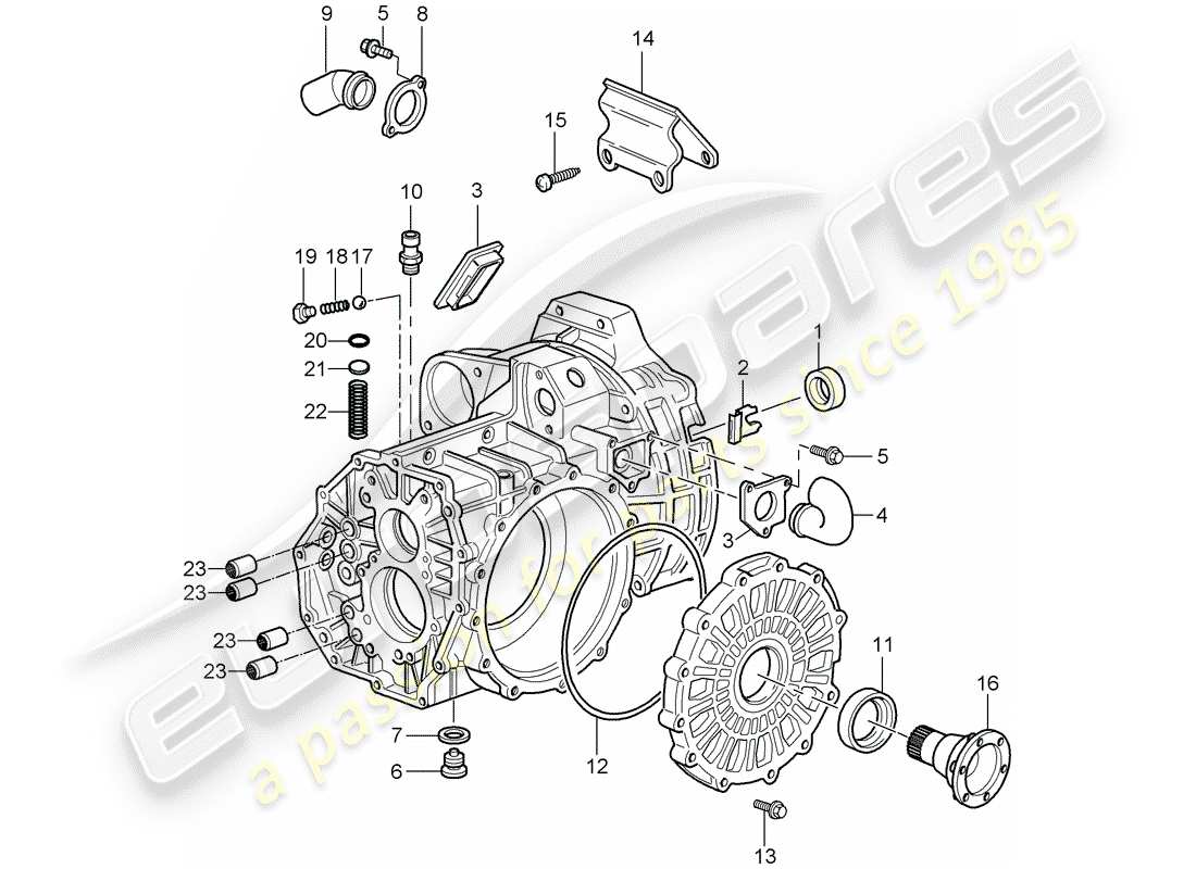 porsche 2004 (996 turbo / gt2) carter de transmission schéma des pièces