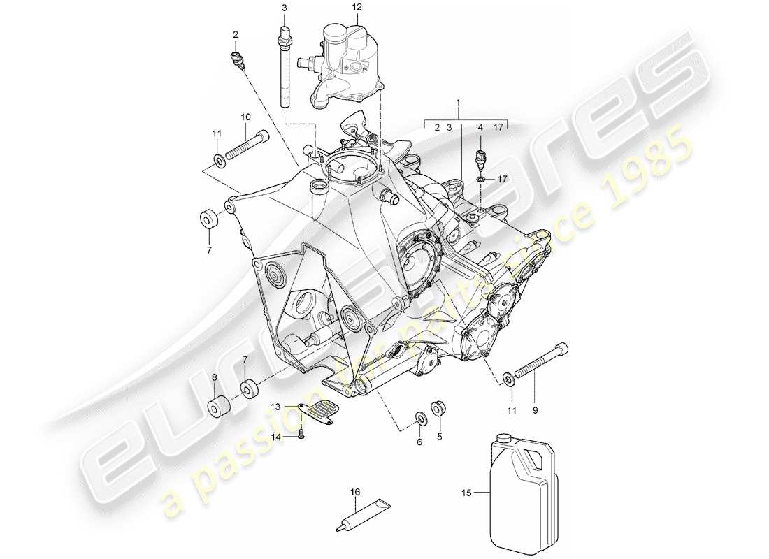 porsche 2004 (carrera gt) transmission de remplacement - prête à l'installation - joint fileté - moteur schéma des pièces