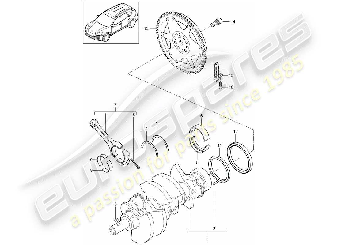 porsche 2011 (cayenne e2 92a) diagramme de pièce de vilebrequin