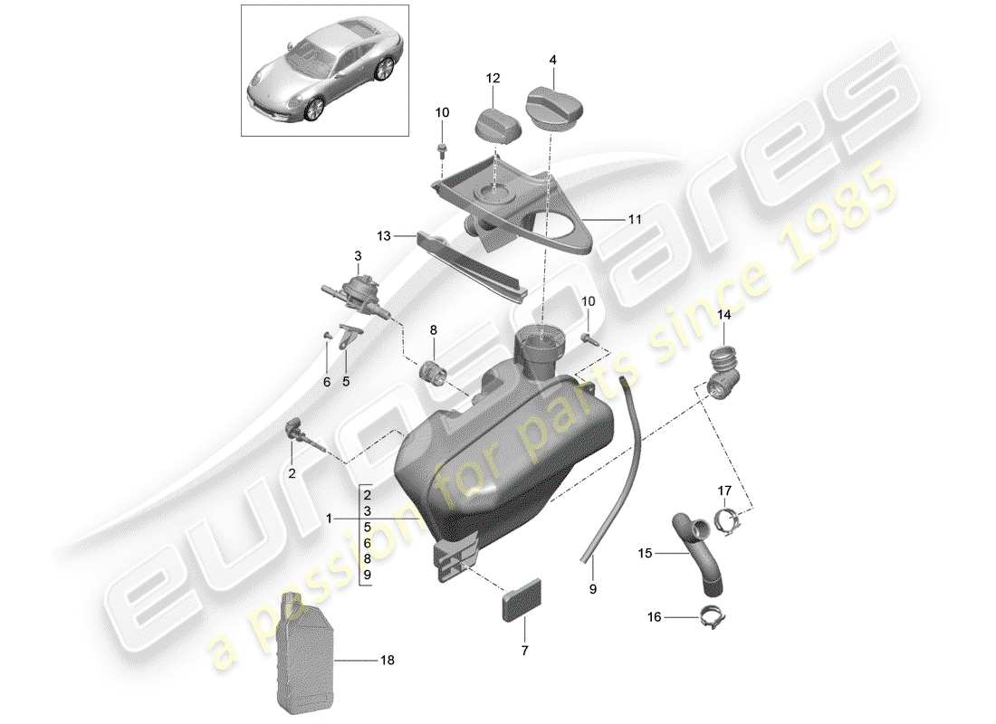 porsche 2014 (991-1) refroidissement par eau 4 schéma des pièces