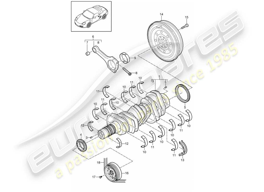 porsche 2011 (987 boxster) diagramme de pièce de vilebrequin