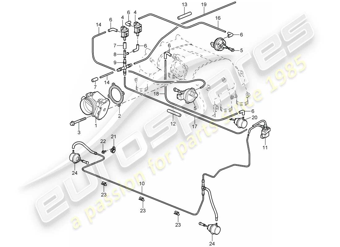porsche 2011 (997-2 gt3) corps de papillon - schéma des pièces