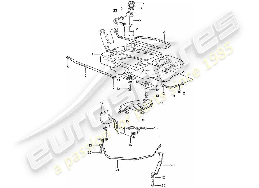 porsche 1991 (944) réservoir d'essence schéma des pièces