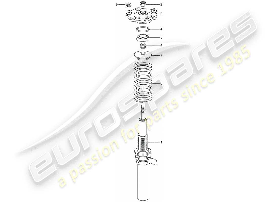 porsche 996 t/gt2 (2005) suspension - amortisseur amortisseur schéma des pièces