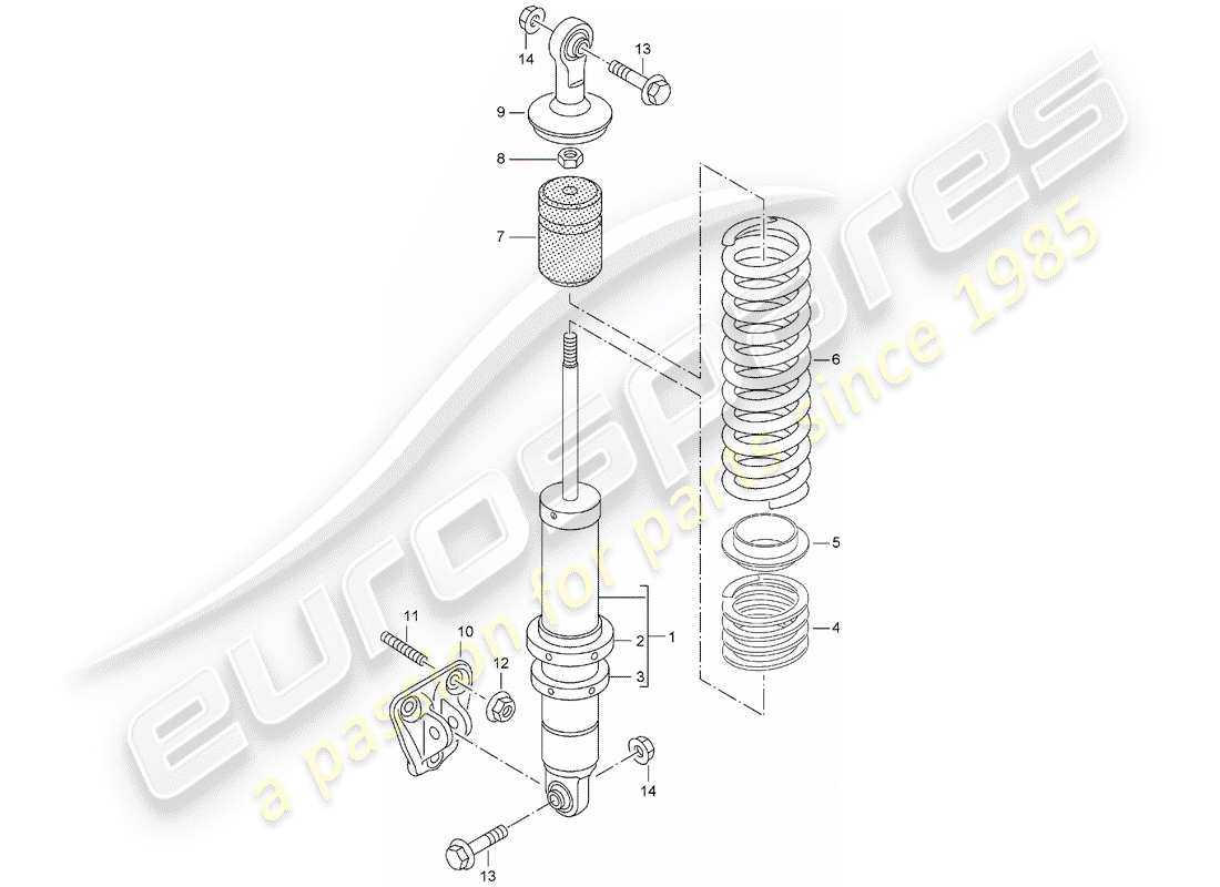 porsche 2005 (carrera gt) suspension - amortisseur - support - schéma des pièces