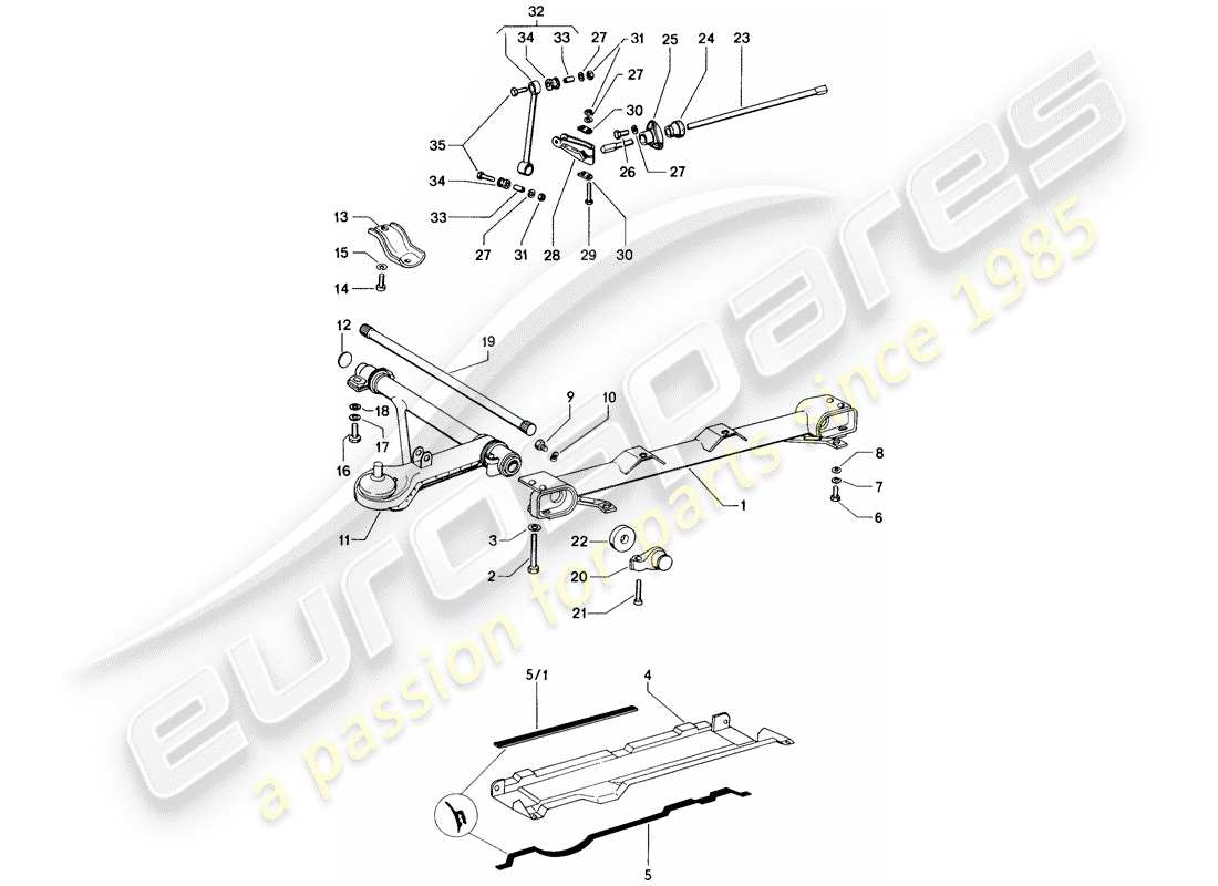 porsche 1975 (914) essieu avant - stabilisateur schéma des pièces