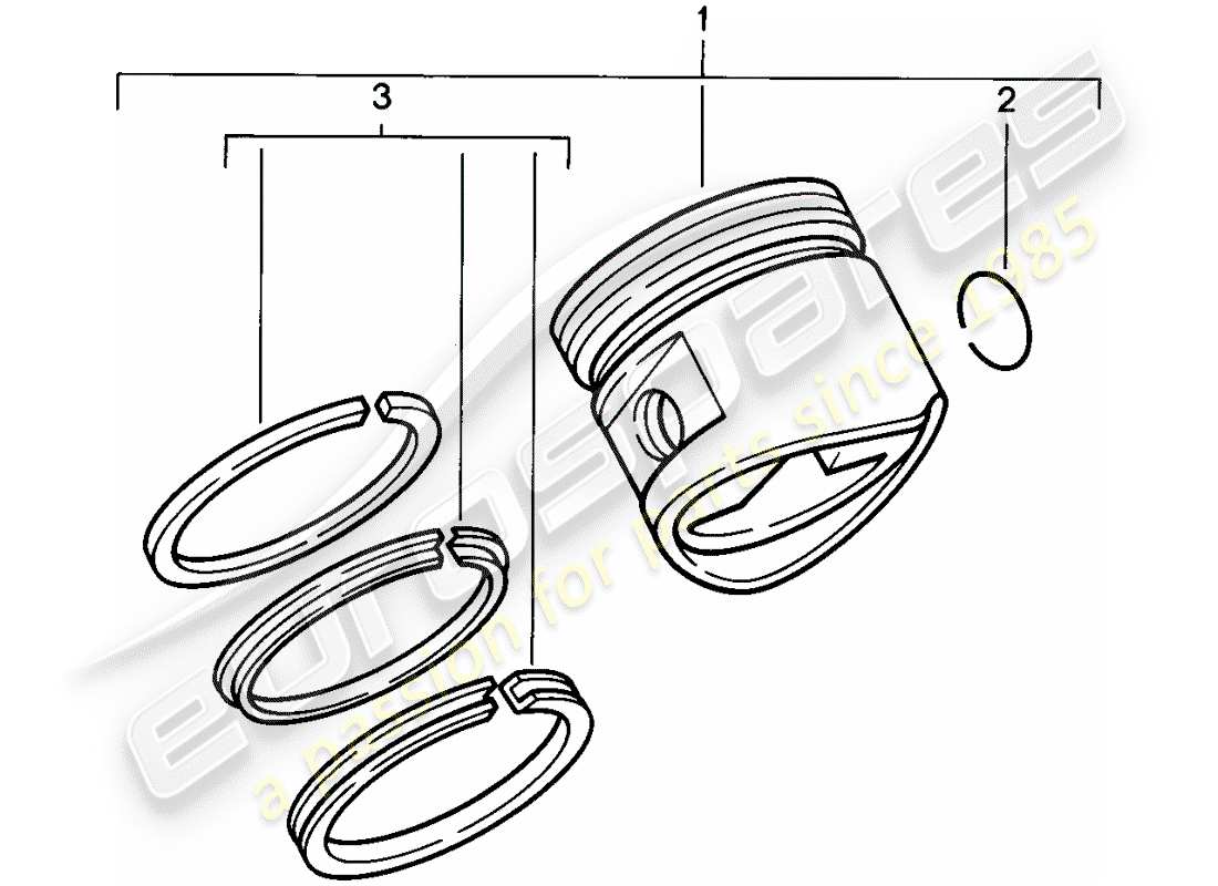 porsche 1982 (928) piston - segments de piston schéma des pièces