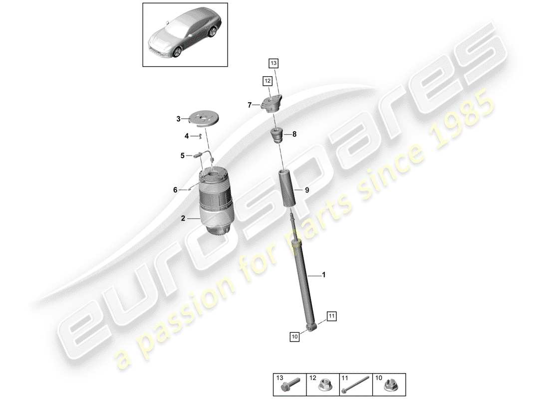 porsche 2018 (panamera 971-1) ressort pneumatique schéma des pièces