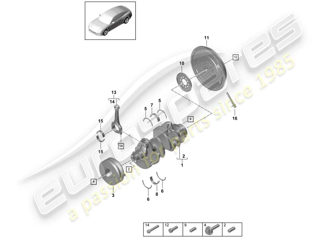 porsche 2018 (panamera 971-1) diagramme de pièce de vilebrequin
