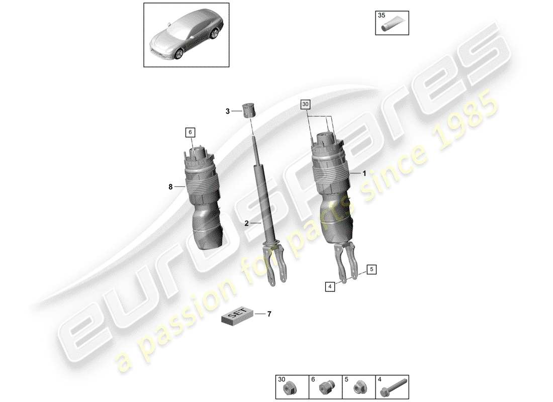 porsche 2018 (panamera 971-1) ressort pneumatique schéma des pièces