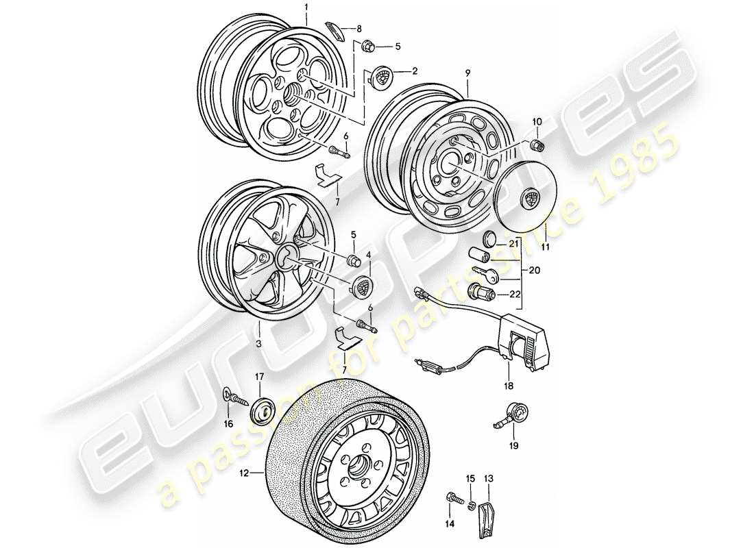 porsche 1986 (944) roue à disque - d >> - mj 1986 schéma des pièces