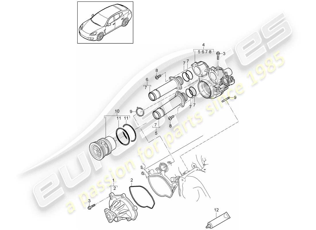 porsche 2016 (panamera 970) pompe à eau schéma des pièces