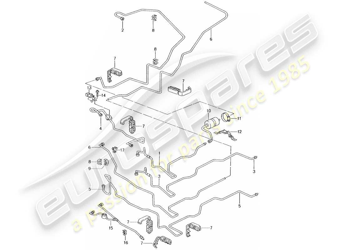 porsche 2000 (986 boxster) système de carburant schéma des pièces