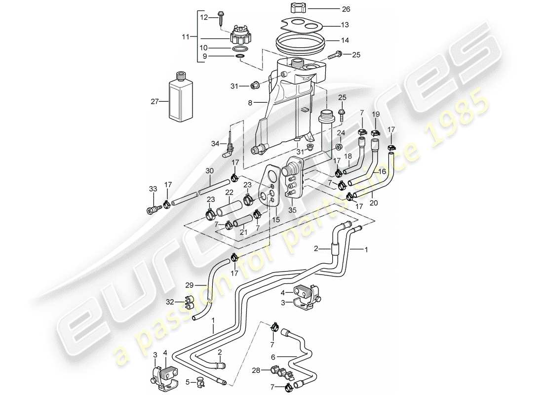 porsche 2000 (986 boxster) refroidissement par eau schéma des pièces