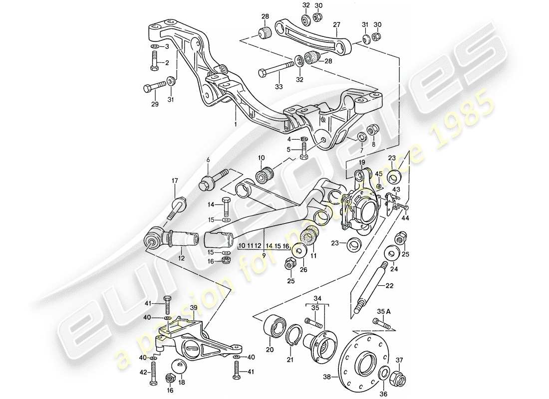 porsche 1990 (928) essieu arrière schéma des pièces