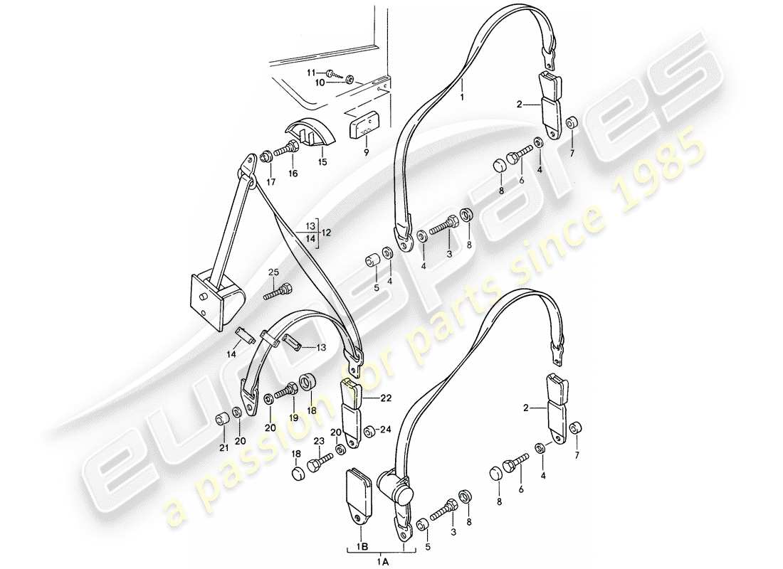 porsche 1995 (968) ceinture de sécurité schéma des pièces