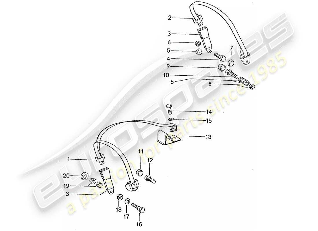 porsche 1988 (959) ceinture de sécurité schéma des pièces