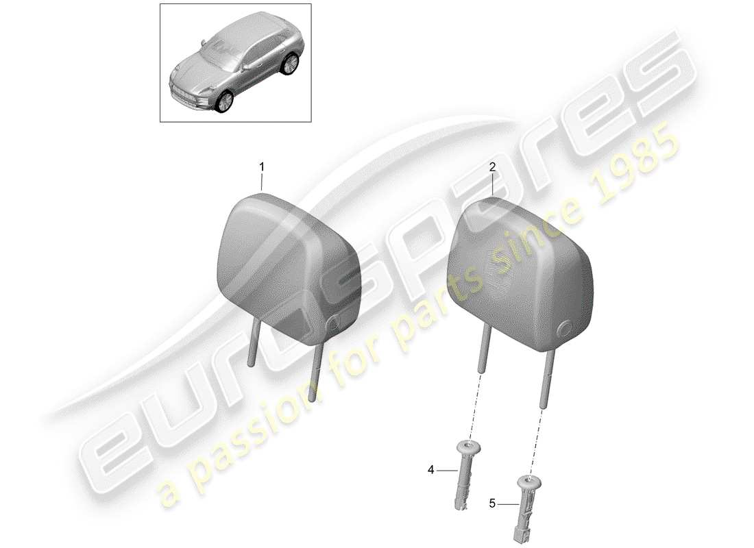 porsche 2020 (macan) diagramme des pièces de l'appui-tête