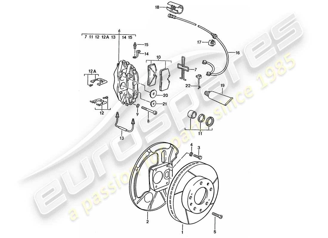 porsche 1990 (928) freins à disque - voir informations techniques - gr.4 nr. 1/89 diagramme de pièce