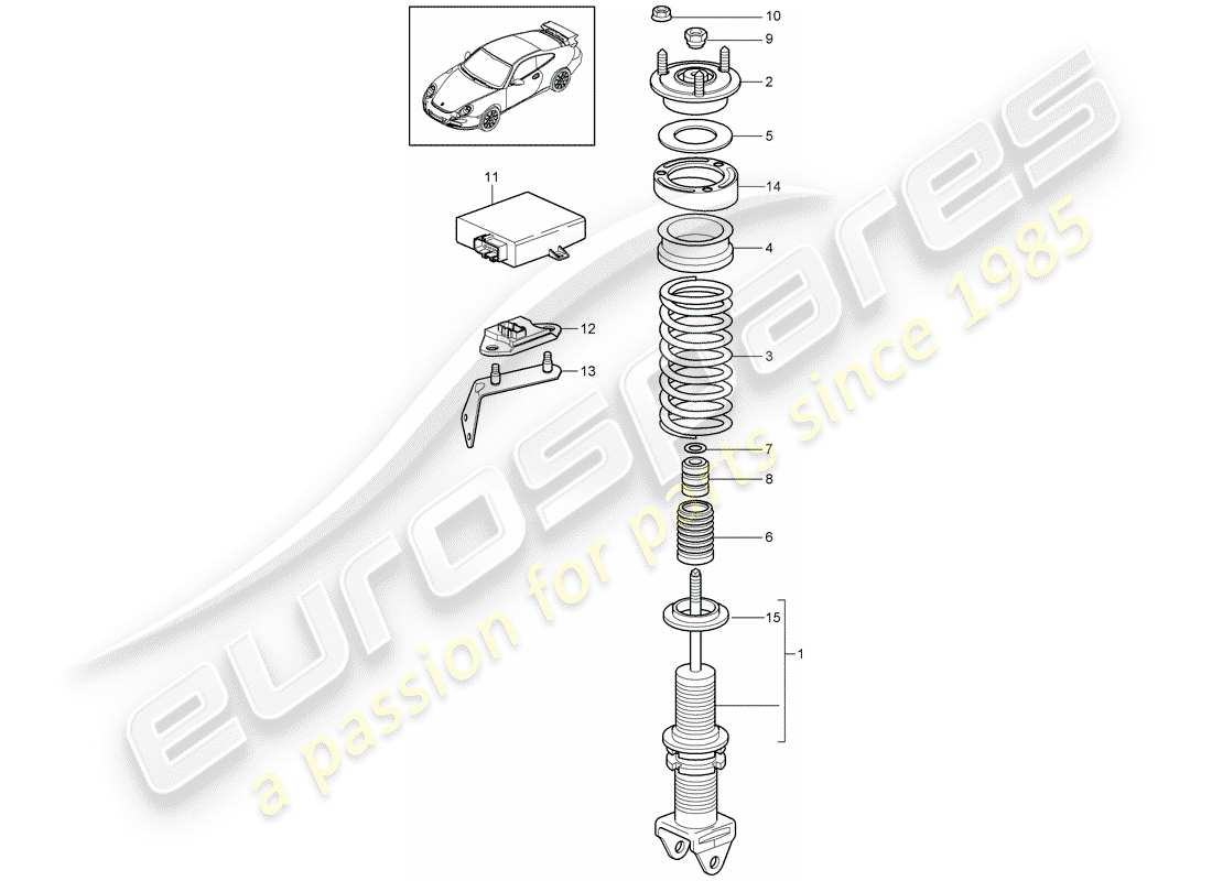 porsche 2011 (997-2 gt3) amortisseur schéma des pièces