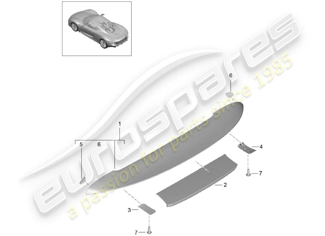 porsche 918 spyder (2015) spoiler arrière schéma des pièces