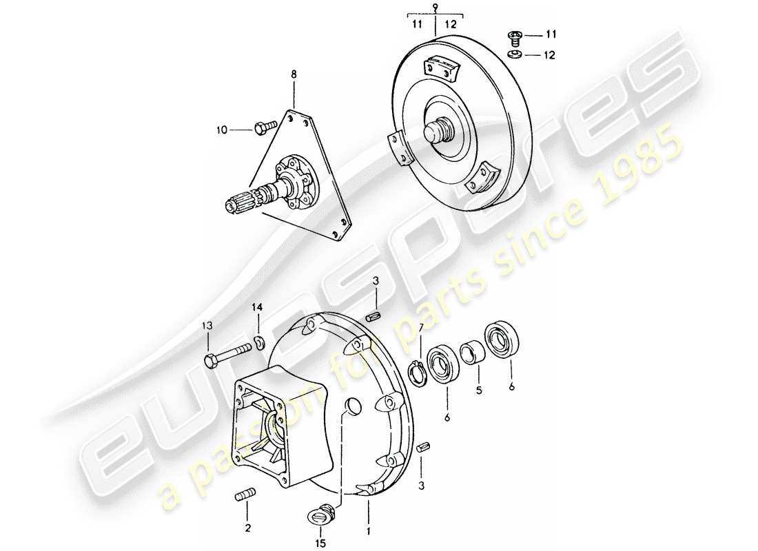 porsche 1994 (928) transmission automatique - convertisseur de couple - boîtier du convertisseur schéma des pièces
