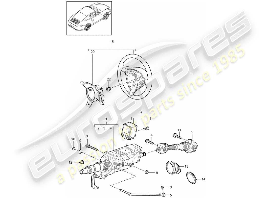 porsche 2013 (997-2 turbo / gt2 rs) tuyau de protection de direction schéma des pièces