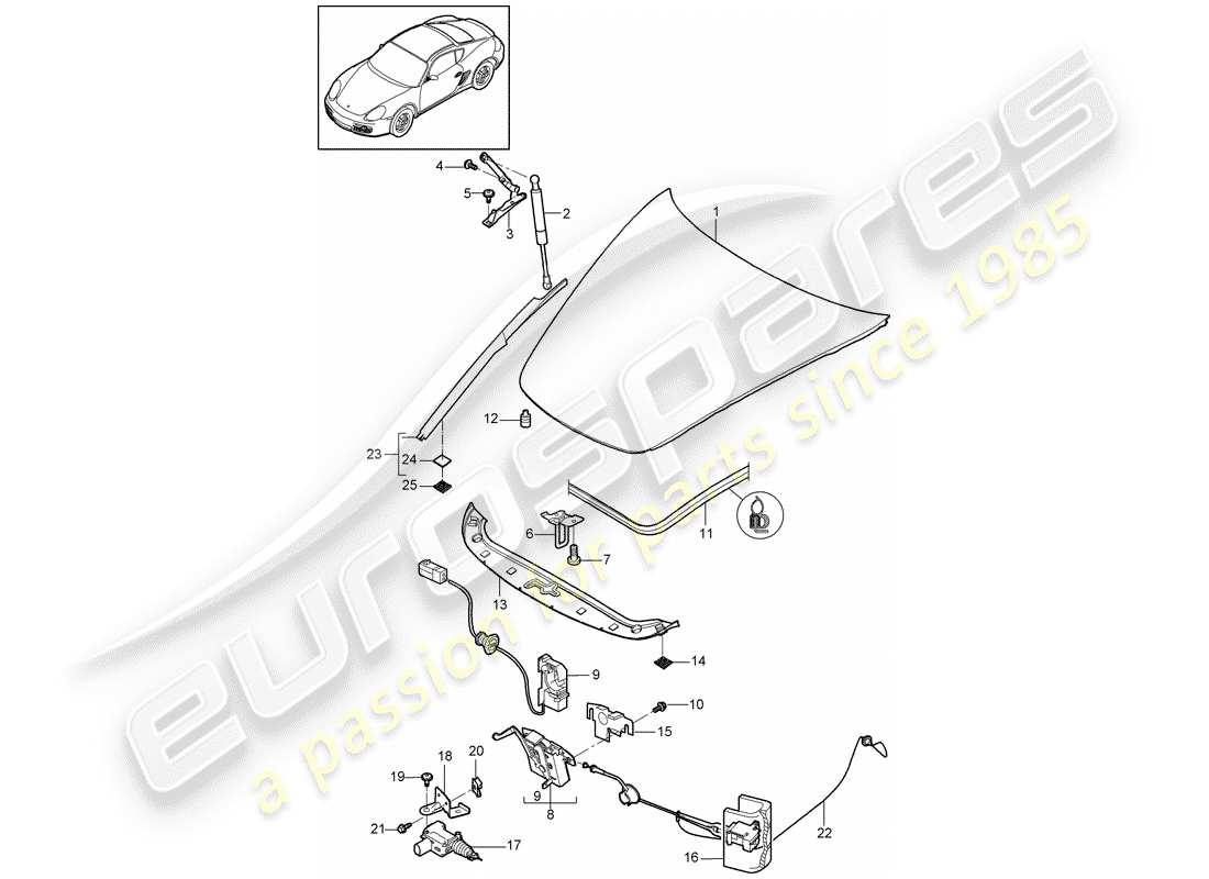 porsche 2009 (987 cayman) couverture diagramme de pièce
