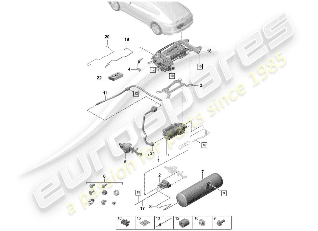 porsche 2019 (panamera 971-1) compresseur schéma des pièces