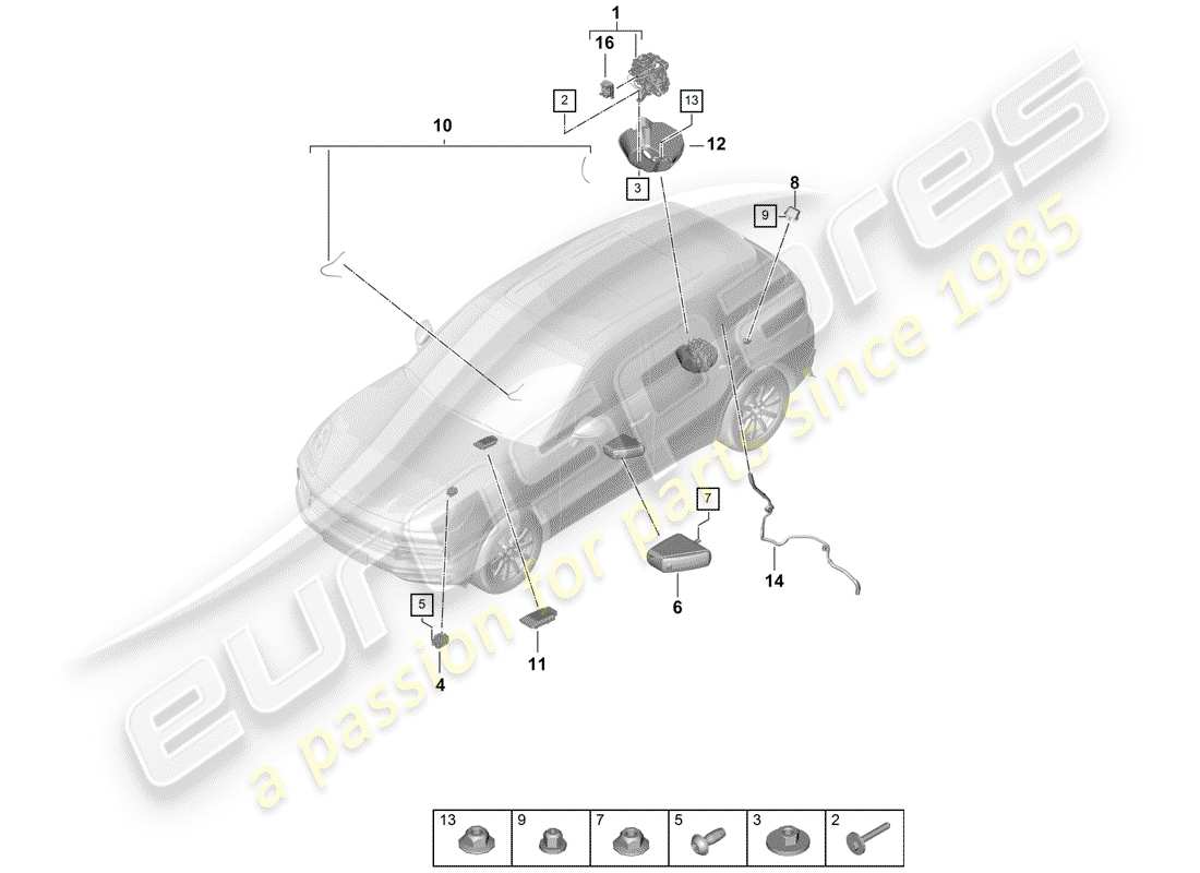 porsche 2020 (cayenne e3 9ya/9yb) diagramme des pièces du compresseur