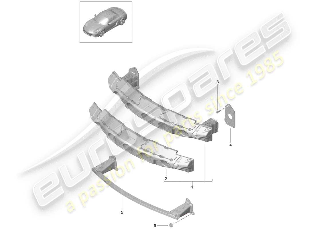 porsche 2016 (981 boxster) support de pare-chocs schéma des pièces