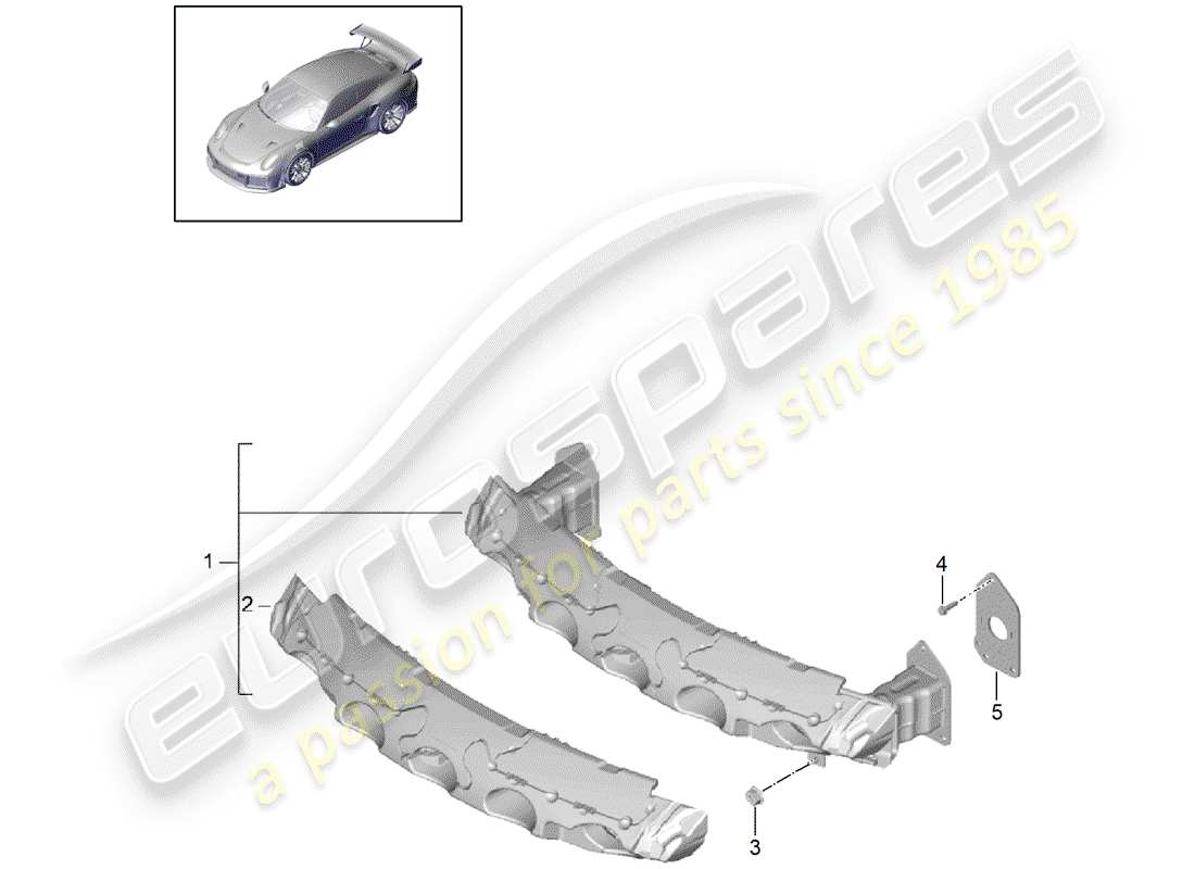 porsche 991 turbo (2020) support de pare-chocs schéma des pièces