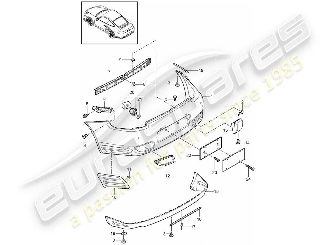porsche 2012 (997-2 turbo / gt2 rs) diagramme des pièces de doublure