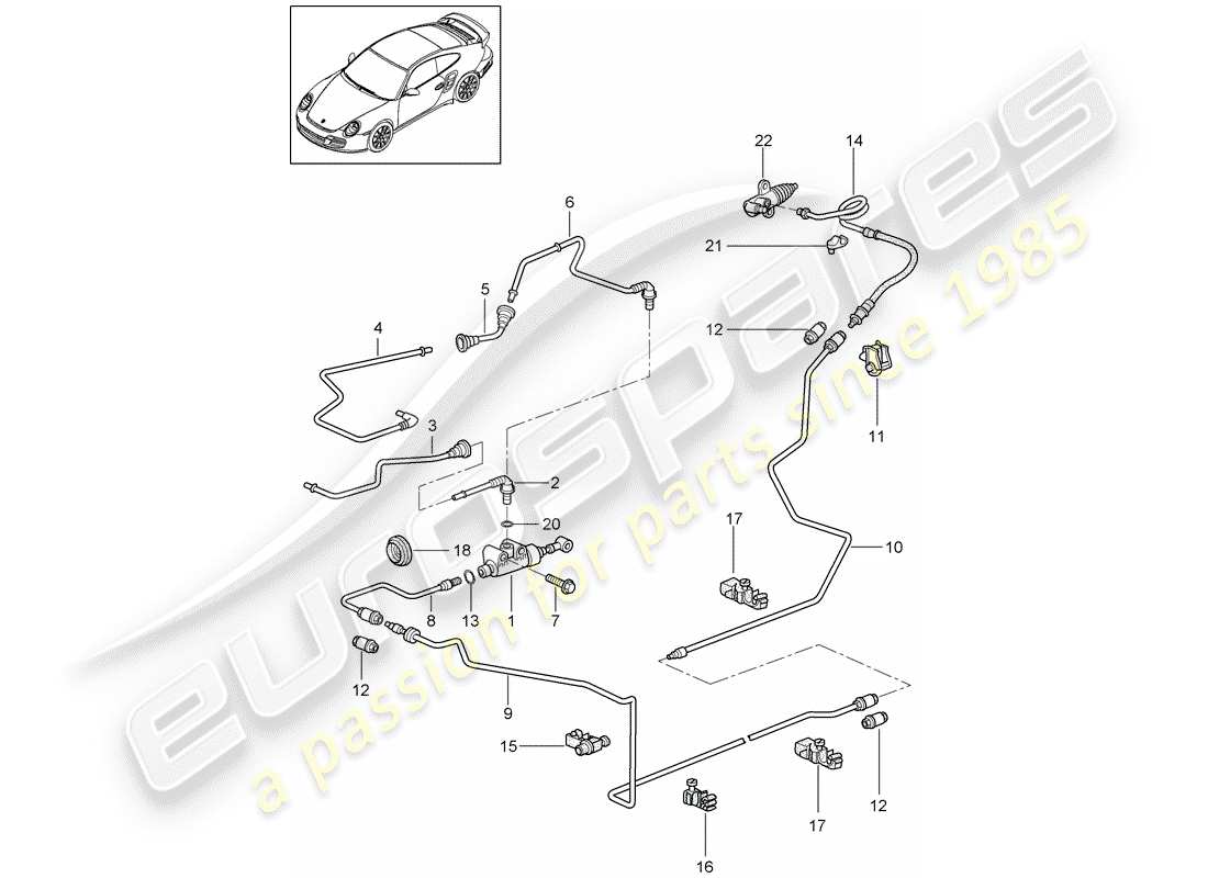 porsche 2012 (997-2 turbo / gt2 rs) embrayage hydraulique schéma des pièces