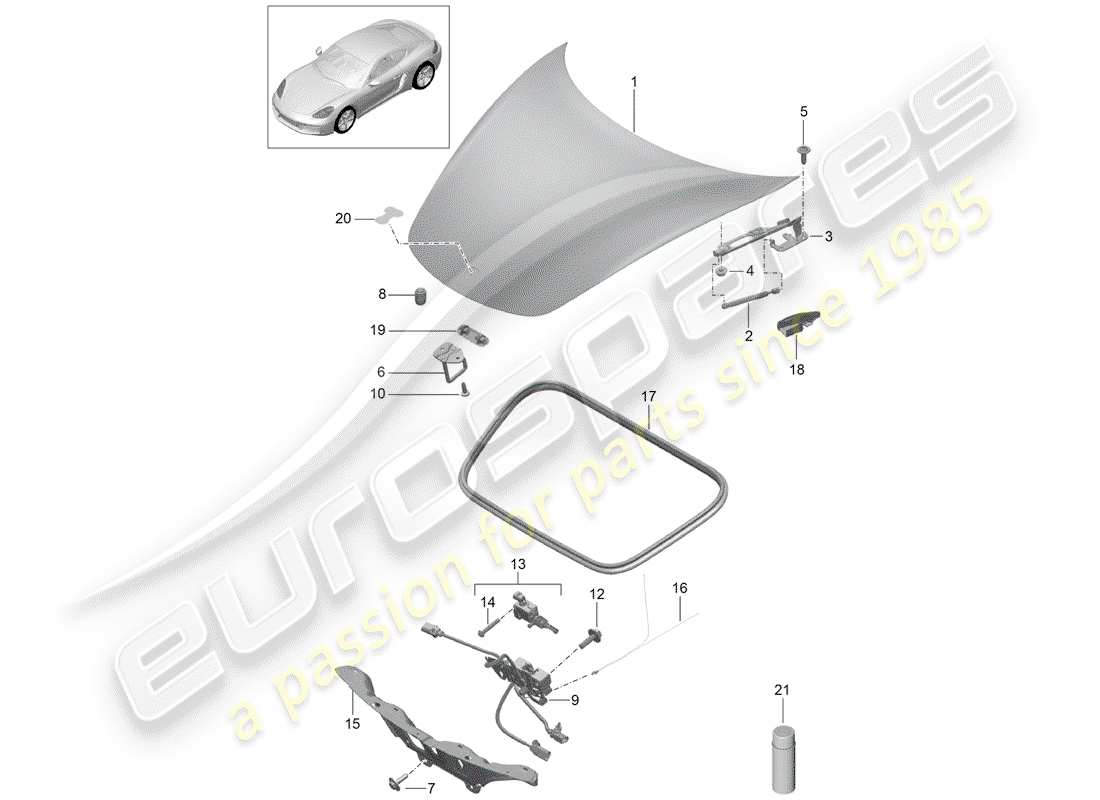 porsche 2018 (718 cayman) couverture diagramme de pièce