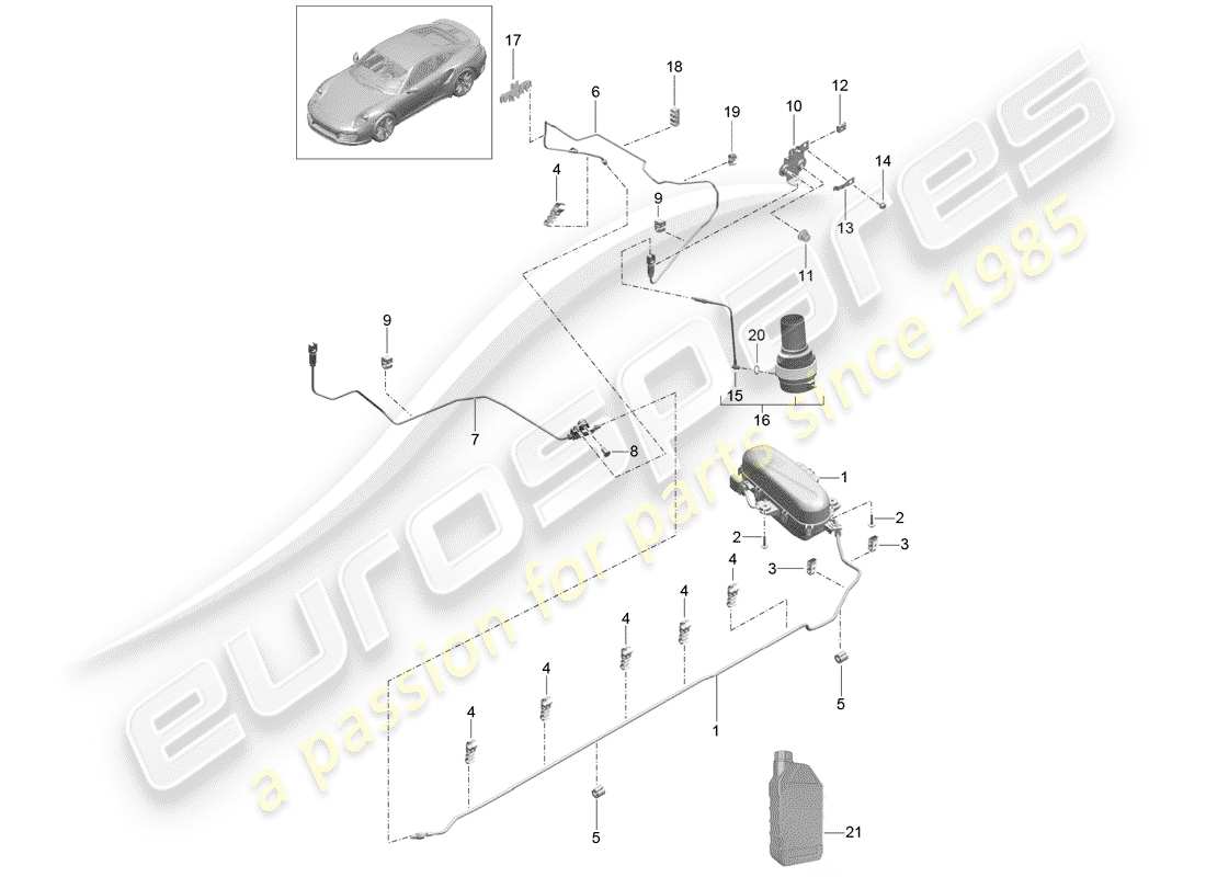 porsche 991 turbo (2020) système d'auto-nivellement schéma des pièces