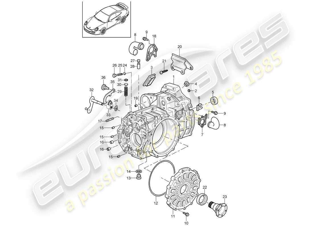 porsche 2012 (997-2 turbo / gt2 rs) carter de transmission schéma des pièces