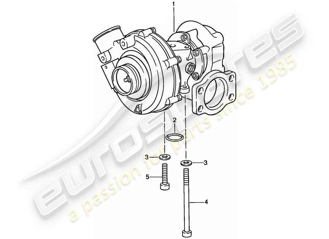 porsche 1986 (944) turbocompresseur de gaz d'échappement schéma des pièces