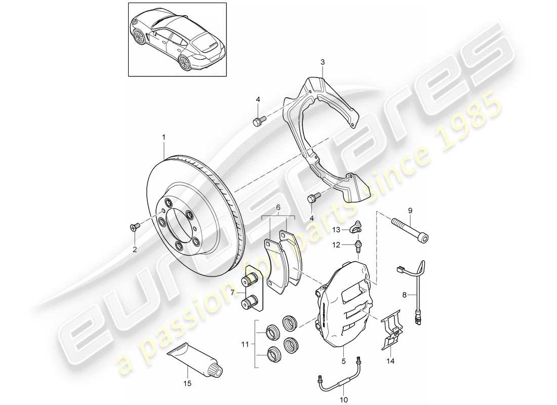 porsche 2014 (panamera 970) freins à disque schéma des pièces