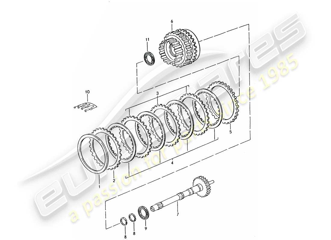 porsche 1994 (928) transmission automatique - arbre de transmission - ensemble d'engrenages schéma des pièces
