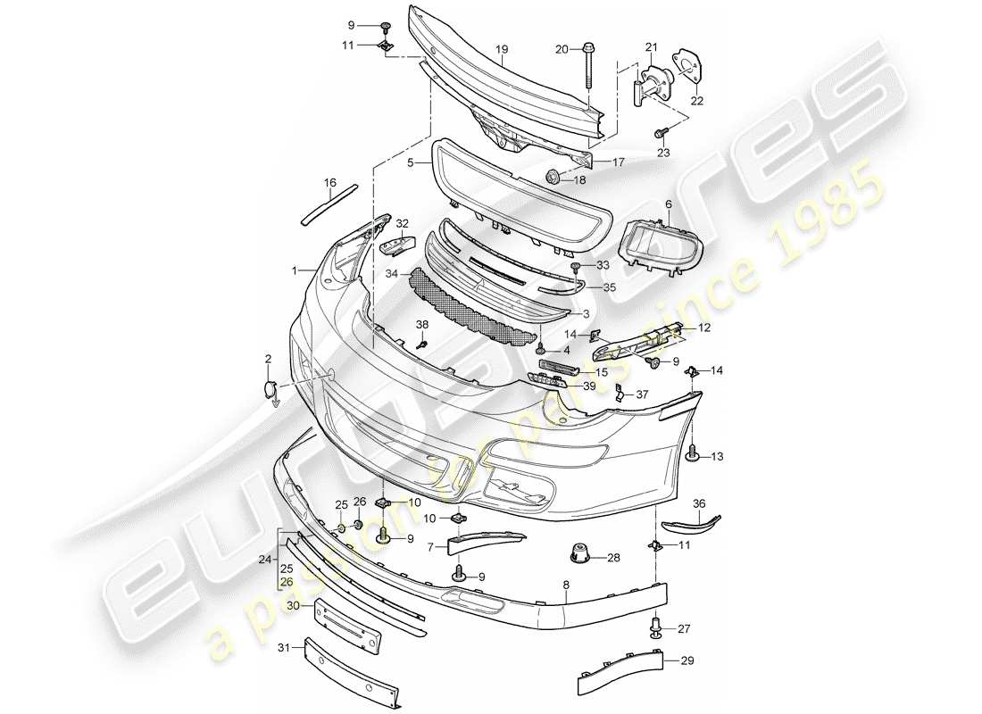 porsche 2011 (997-2 gt3) schéma des pièces du pare-choc
