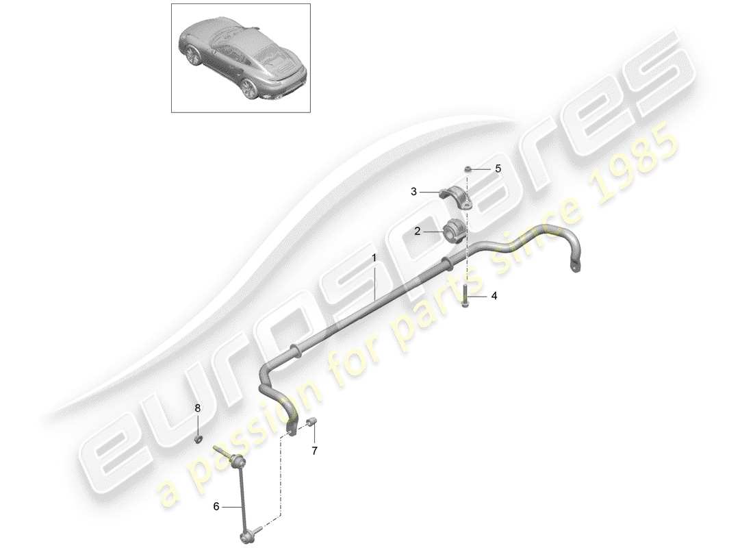 porsche 2020 (991-2 turbo) schéma des pièces du stabilisateur