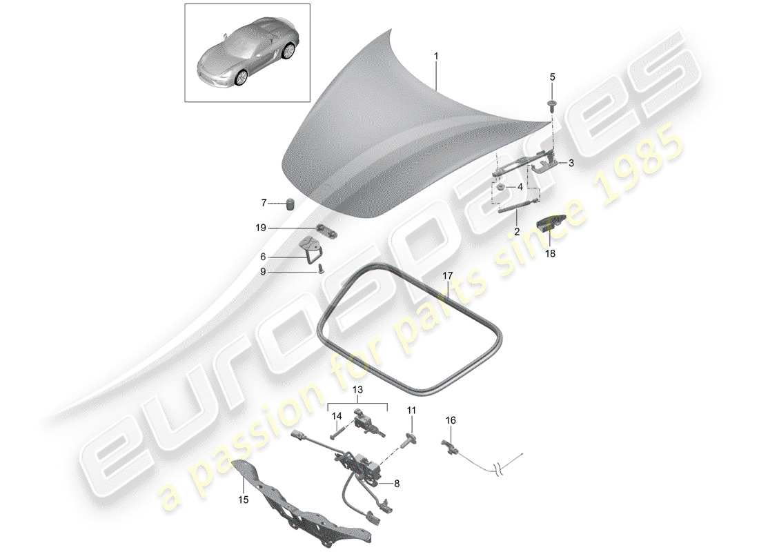 porsche 2016 (981 boxster spyder) couverture schéma des pièces