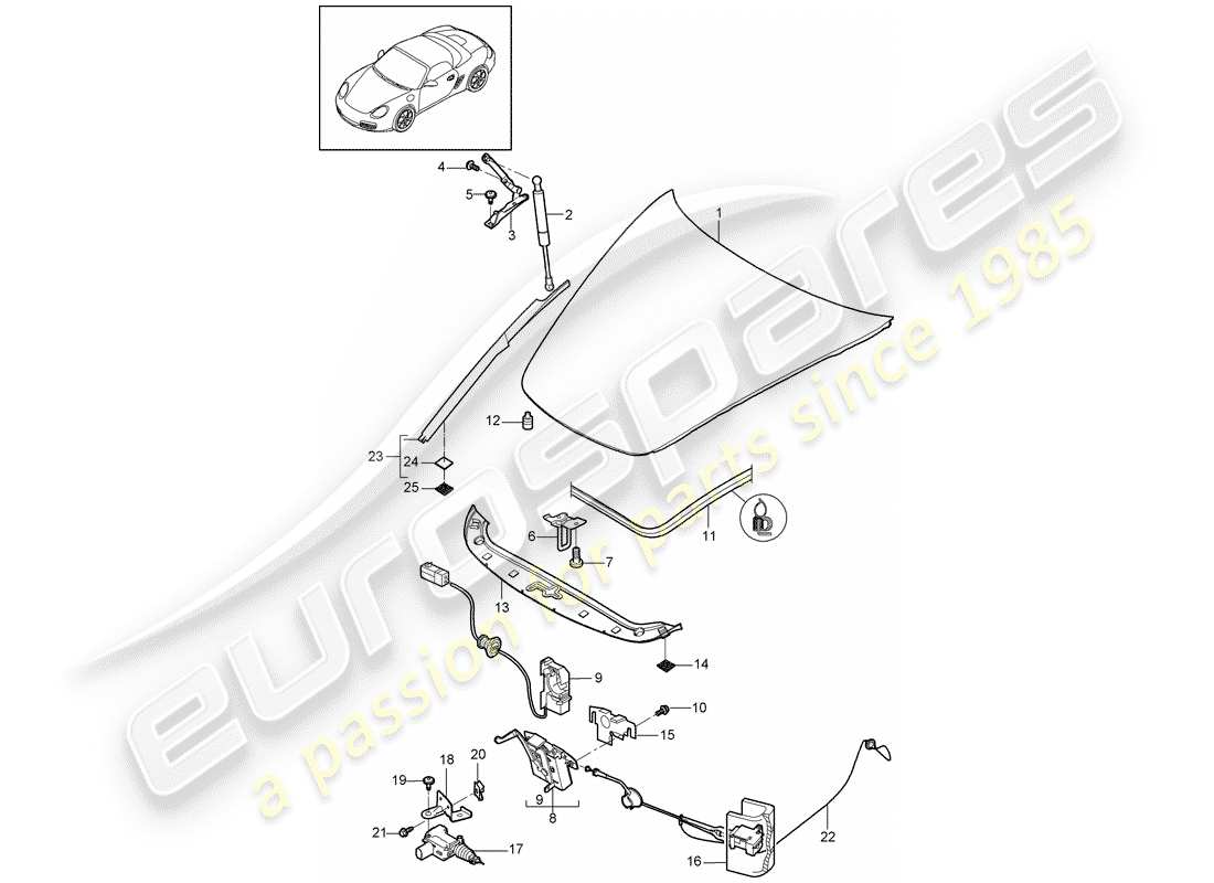porsche 2012 (987 boxster) couverture schéma des pièces