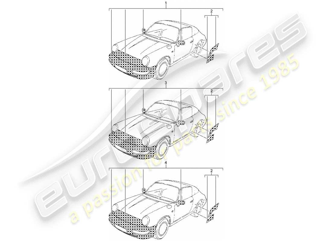 porsche 2013 (accessories) film de protection contre les pierres schéma des pièces