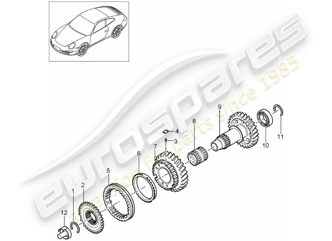 porsche 2012 (997-2) schéma des pièces de la marche arrière