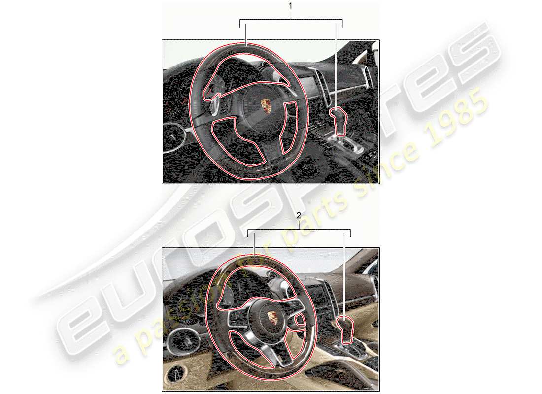 porsche 2011 (tequipment cayenne) volant multifonction schéma des pièces